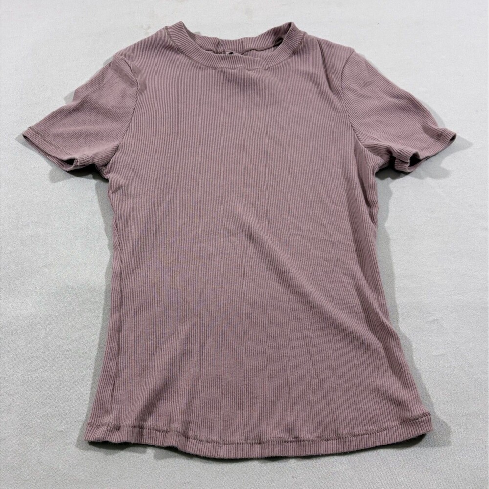 Skims Cotton Jersey T-shirt Top Pink Womans Stretch Short Sleeve Kardashian XS